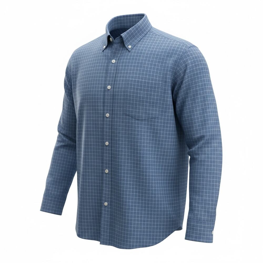 Chaps Men's Long Sleeved Dress Shirt - Blue Plaid Size 2XL Tall